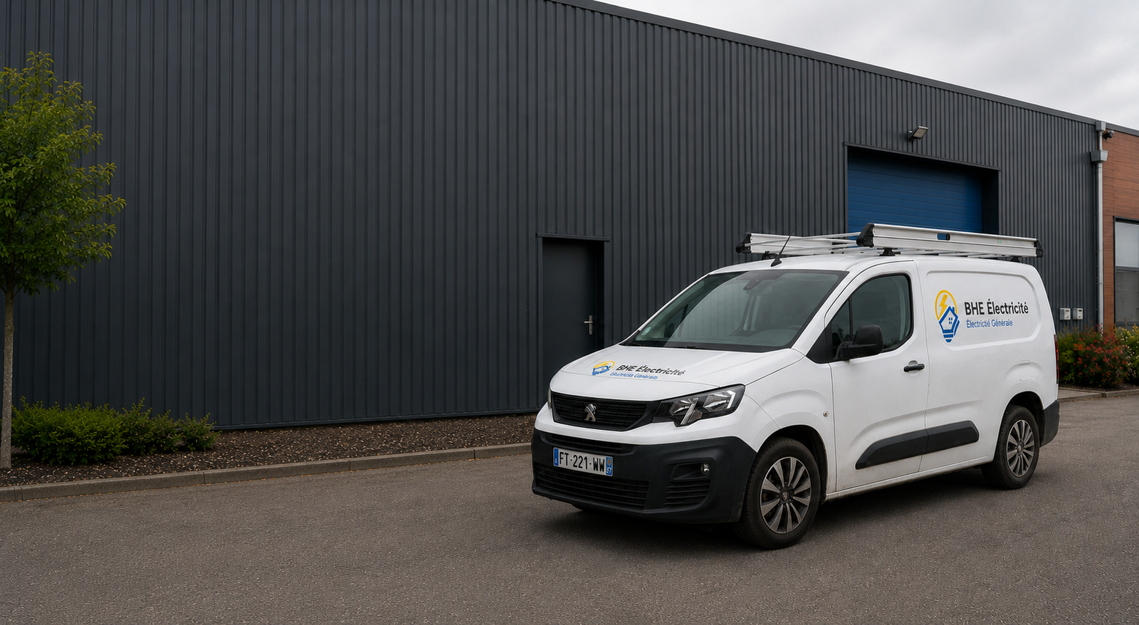 Camionnette BHE Électricité prête à intervenir